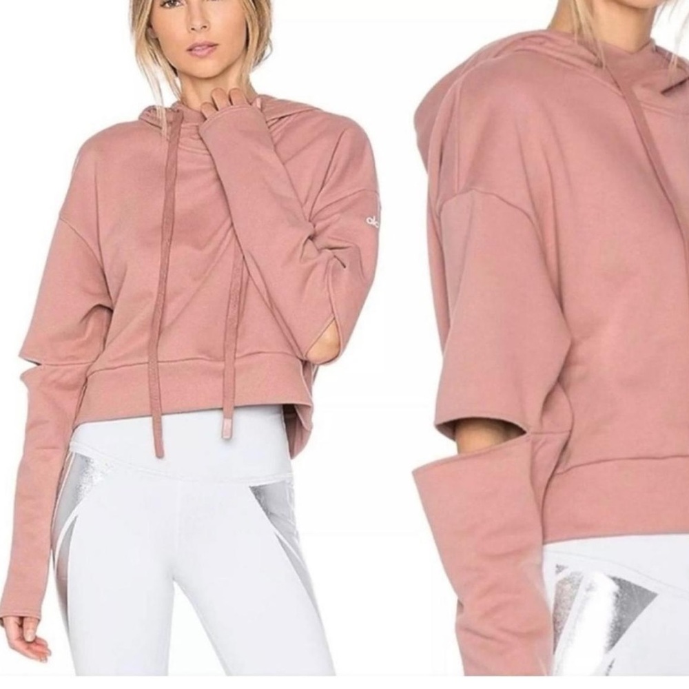 ALO YOGA Pink Cut-Out Sweatshirt M